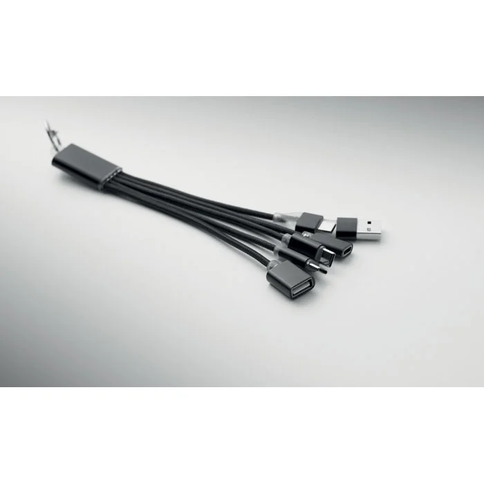 Llavero cable de carga 5 en 1 Hublue personalizable ref mo3150 - Negro 00