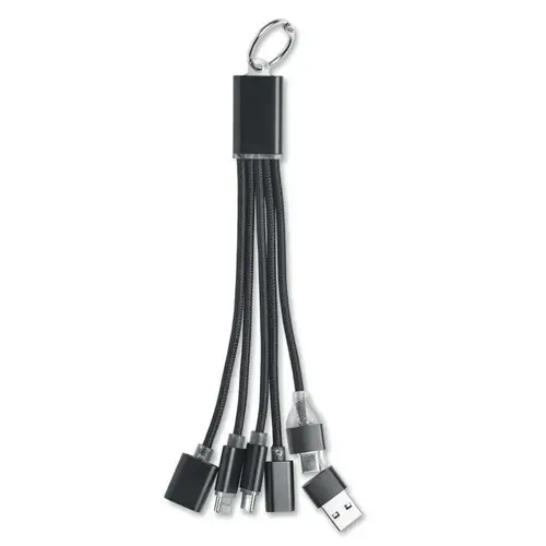 Llavero cable de carga 5 en 1 Hublue personalizable ref mo3150 - Negro