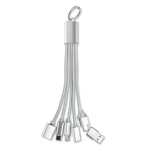Llavero cable de carga 5 en 1 Hublue personalizable ref mo3150 - Plata