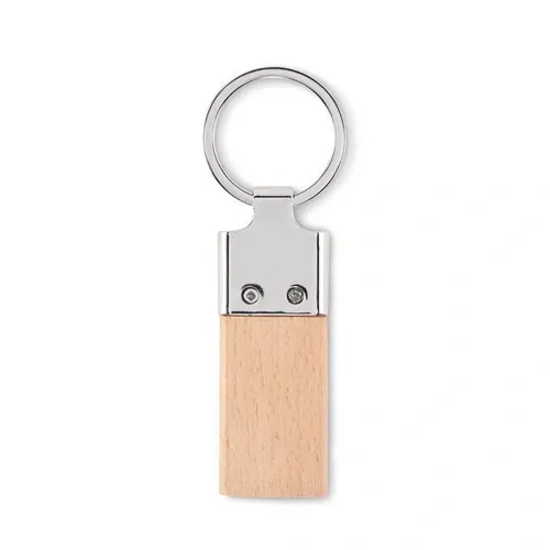 Llavero de madera de caucho rectangular con aleación de zinc ref MO2484 - Madera Back