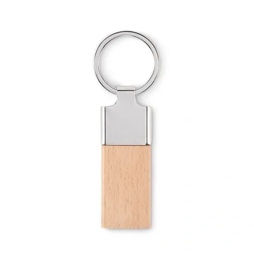 Llavero de madera de caucho rectangular con aleación de zinc ref MO2484 - Madera Side