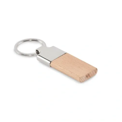 Llavero de madera de caucho rectangular con aleación de zinc ref MO2484 - Madera