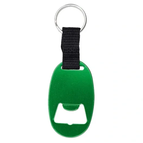 Llavero de aluminio con abridor clásico integrado ref VA17 - Verde
