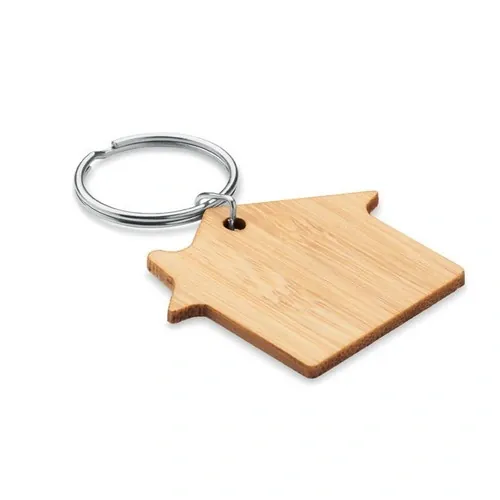 Llavero de bambú en forma de casa diseño único ref MO6979 - Front Madera