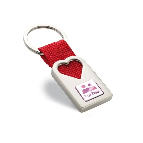 Llavero corazón metal efecto perla tira roja ref MO7155 - Printed Rojo