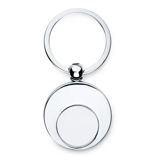 Llavero redondo de metal con ficha para carro ref IT3866 - Plata Brillo