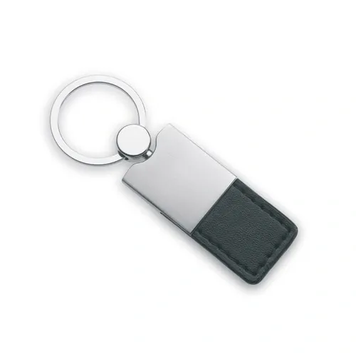Llavero de metal y piel PU elegante y duradero ref AR1589 - Front Negro