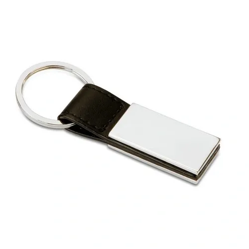Llavero de PU con placa metálica elegante ref KC6788 - Front Negro