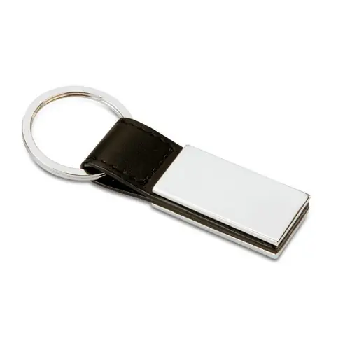 Llavero de PU con placa metálica elegante ref KC6788 - Negro