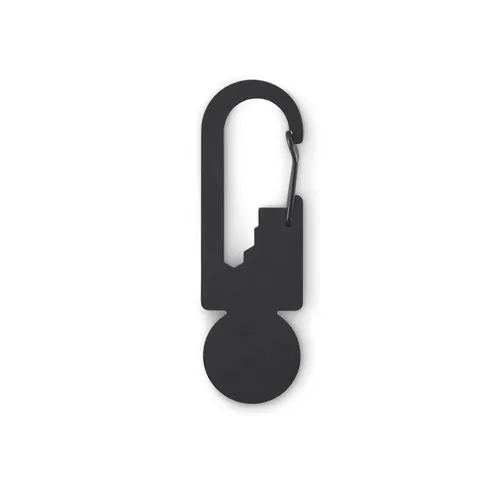 Llavero de acero inoxidable reciclado con herramienta multifunción ref MO2337 - Negro Open