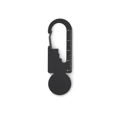 Llavero de acero inoxidable reciclado con herramienta multifunción ref MO2337 - Negro Side