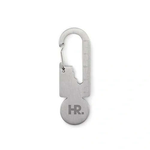 Llavero de acero inoxidable reciclado con herramienta multifunción ref MO2337 - Plata Printed