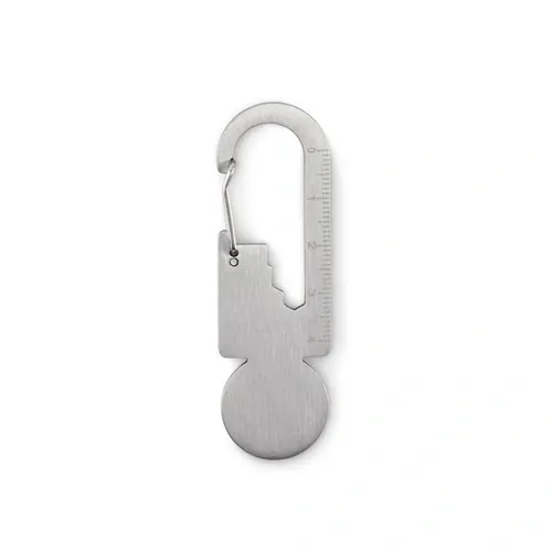Llavero de acero inoxidable reciclado con herramienta multifunción ref MO2337 - Plata Side