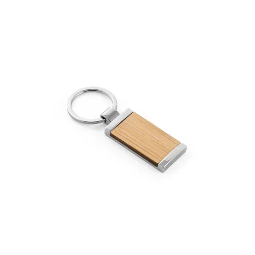 Llavero rectangular de bambú con carcasa metálica ref 95070 - Natural 03