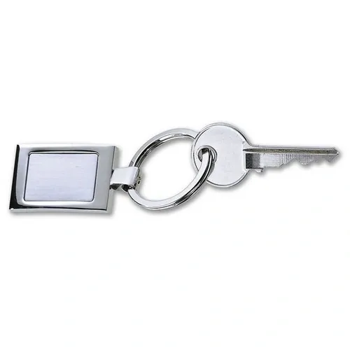 Llavero rectangular de aleación de zinc cromado ref KC2126 - Side Plata Brillo