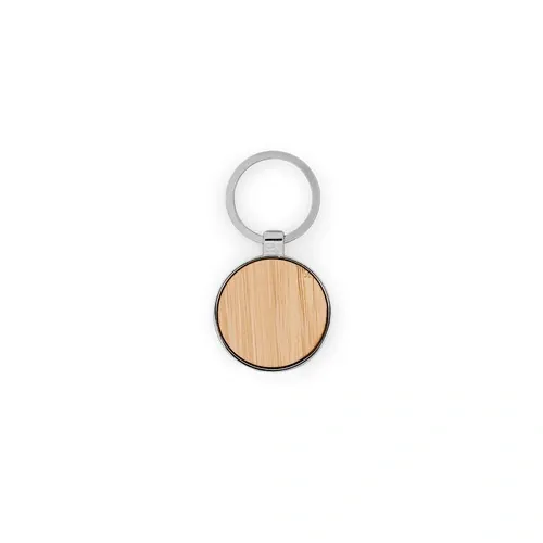 GASTON ROUND Llavero redondo de hierro y bambú personalizable ref 95119 - Natural