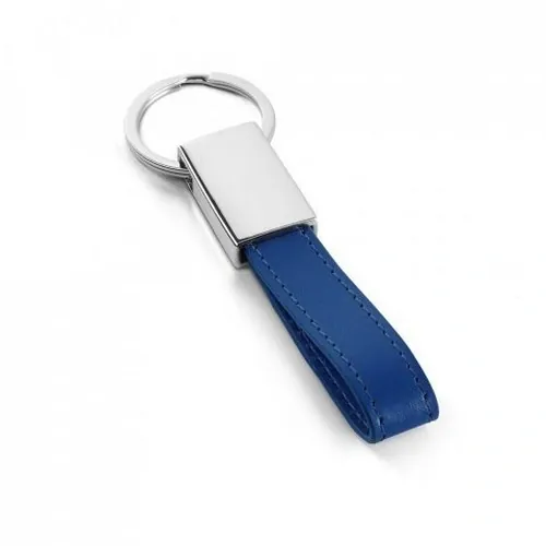 Llavero redondo de metal y PU en caja de regalo ref 93354 - Azul Royal