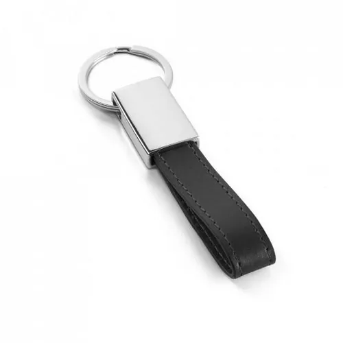 Llavero redondo de metal y PU en caja de regalo ref 93354 - Negro
