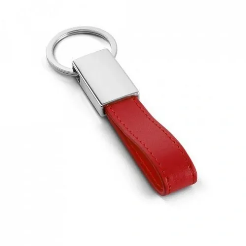 Llavero redondo de metal y PU en caja de regalo ref 93354 - Rojo