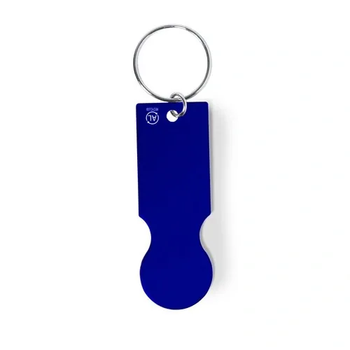 Llavero moneda aluminio reciclado acabado plateado ref 1378 - Azul