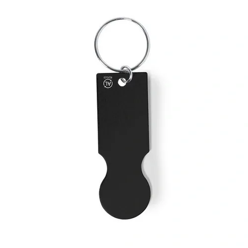 Llavero moneda aluminio reciclado acabado plateado ref 1378 - Negro