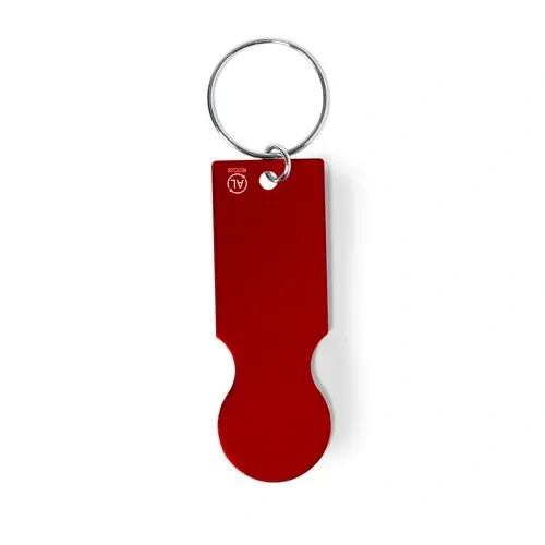Llavero moneda aluminio reciclado acabado plateado ref 1378 - Rojo