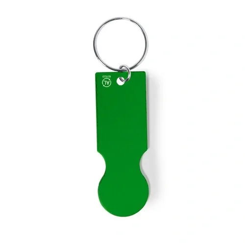 Llavero moneda aluminio reciclado acabado plateado ref 1378 - Verde