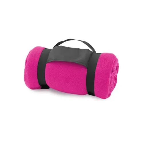 Manta polar fleece anti-pilling con asa de transporte ref 9248 - Fucsia