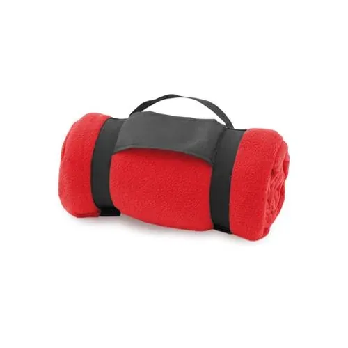 Manta polar fleece anti-pilling con asa de transporte ref 9248 - Rojo