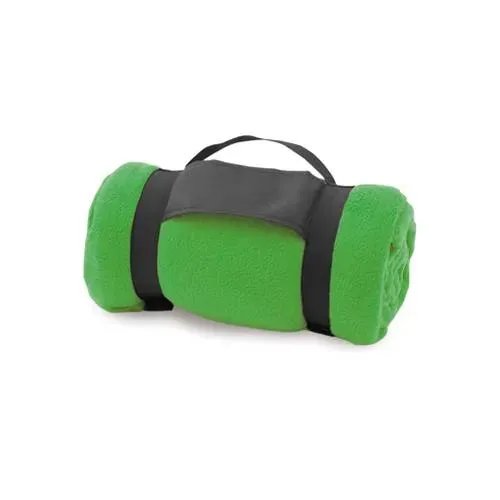 Manta polar fleece anti-pilling con asa de transporte ref 9248 - Verde