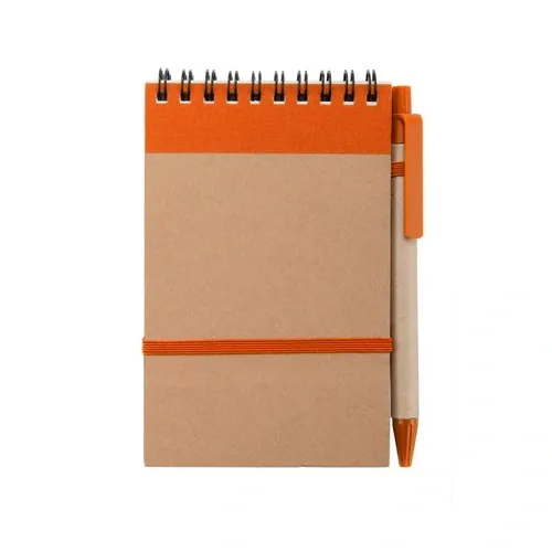 Libreta de anillas ecológica con bolígrafo incluido ref 3190 - Naranja