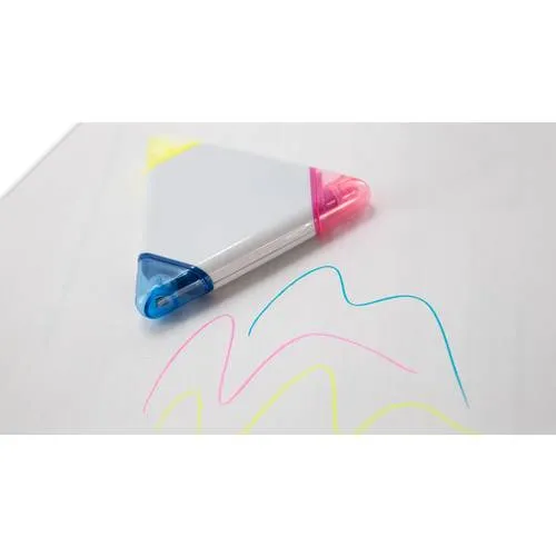 Marcador fluorescente triangular tres colores ref 3201