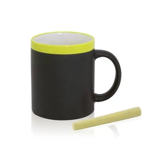 Taza de cerámica negra para pintar con tiza incluida ref 3272 - Amarillo