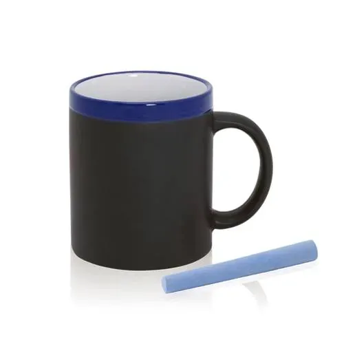 Taza de cerámica negra para pintar con tiza incluida ref 3272 - Azul