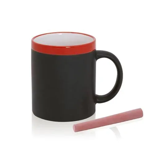 Taza de cerámica negra para pintar con tiza incluida ref 3272 - Rojo