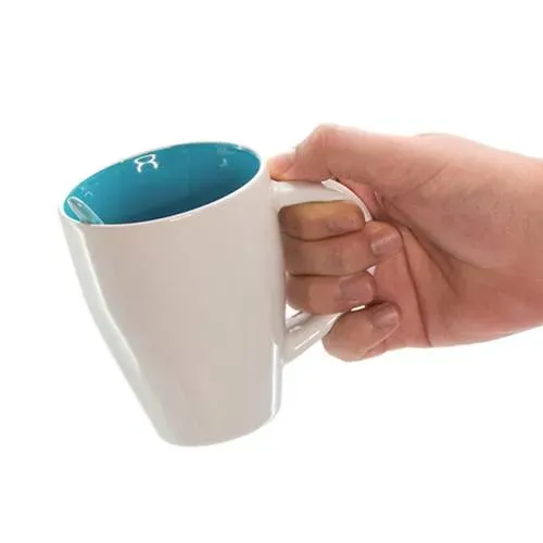 Taza de cerámica con cuchara integrada en colores vivos ref 9459 - 00