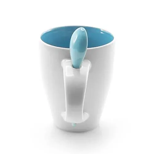 Taza de cerámica con cuchara integrada en colores vivos ref 9459 - 02