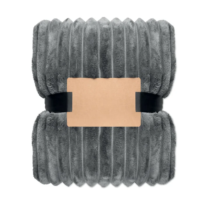 Manta de forro polar RPET a rayas Nieve ref mo3184 - Back Gris Piedra