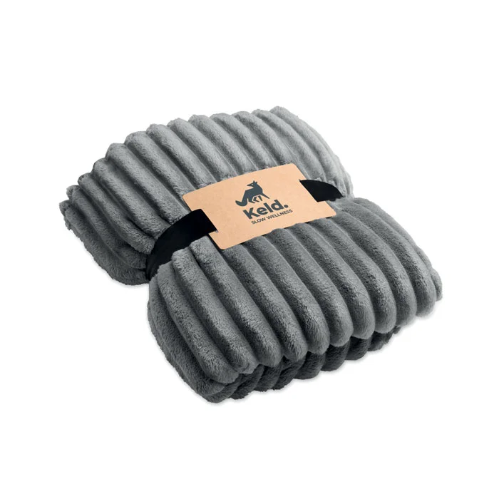 Manta de forro polar RPET a rayas Nieve ref mo3184 - Gris Piedra 00