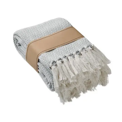 Manta de algodón reciclado Ammos personalizable ref mo3143 - Blanco Gris