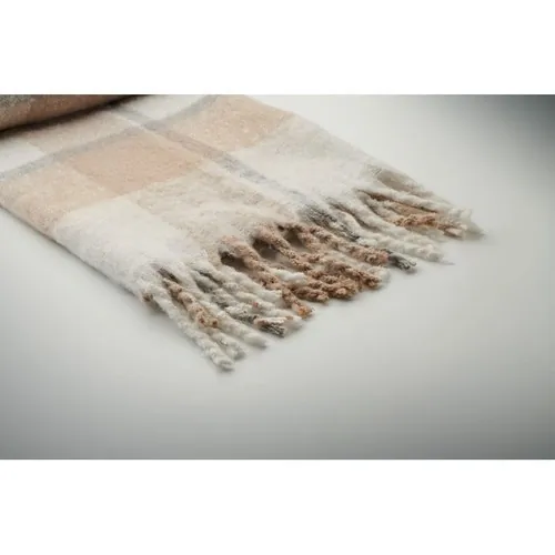 Manta de poliéster RPET mohair diseño a cuadros ref MO2382 - Beig Item Detail Picture