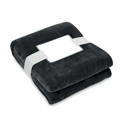 Manta de vellón RPET de 280 gr/m² con cinta imprimible ref MO6804 - Front Negro