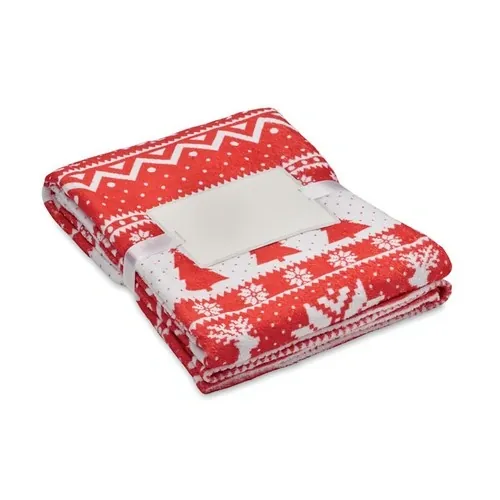 Manta polar RPET coral estampado invernal ref CX1548 - Front Rojo