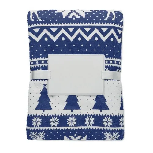 Manta polar RPET coral estampado invernal ref CX1548 - Open Azul