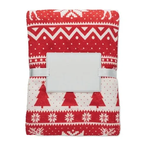 Manta polar RPET coral estampado invernal ref CX1548 - Open Rojo