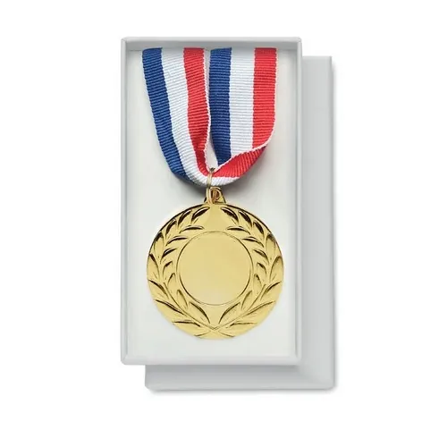 Medalla de hierro con cinta tricolor azul blanco rojo ref MO2260 - Front Oro