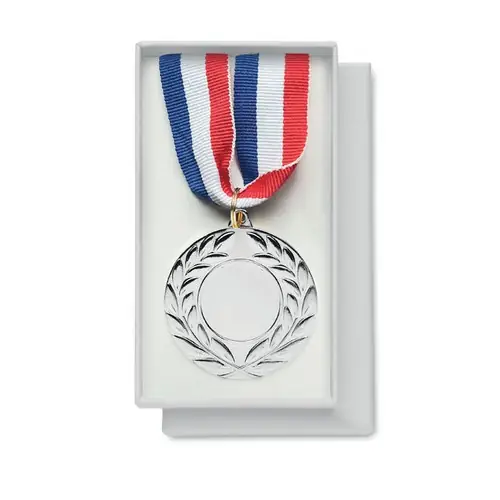 Medalla de hierro con cinta tricolor azul blanco rojo ref MO2260 - Plata Mate