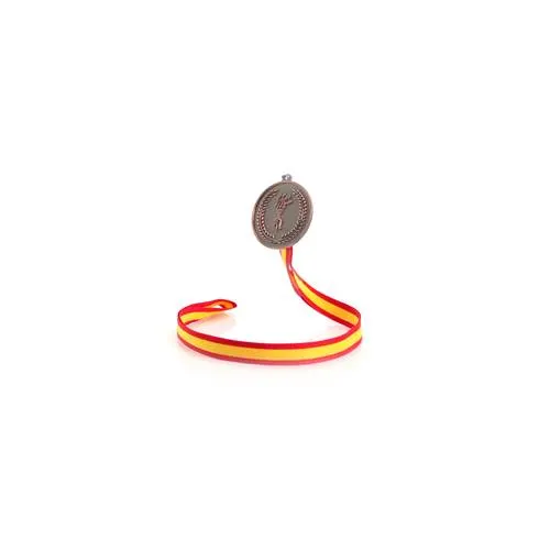 Medalla metálica con cinta roja y bandera española ref 3743