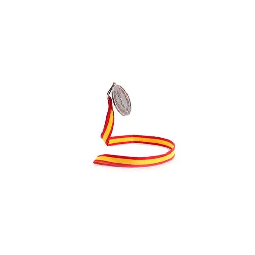 Medalla metálica con cinta roja y bandera española ref 3743