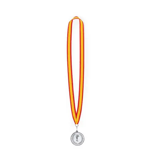 Medalla metálica con cinta roja y bandera española ref 3743 - Espana Plata